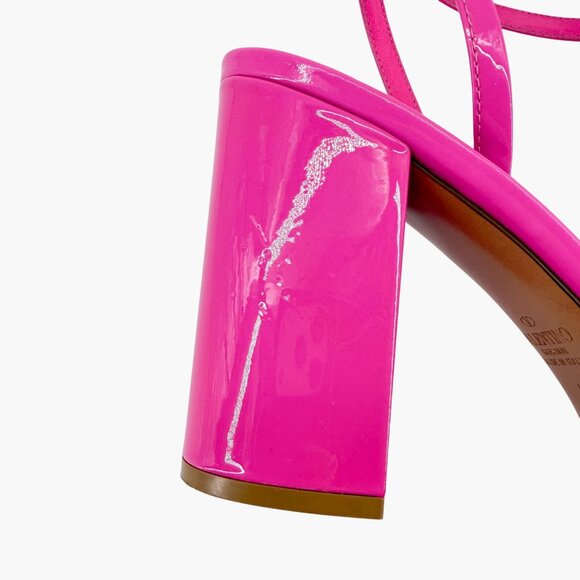 Valentino Garavani One Stud Pumps Pink Patent Leather Block Heel Size 40 US 10 - Picture 10 of 15